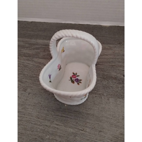 Butterflies and Flowers Vintage Irice Ceramic Basket Made fin Japan - Picture 5 of 8